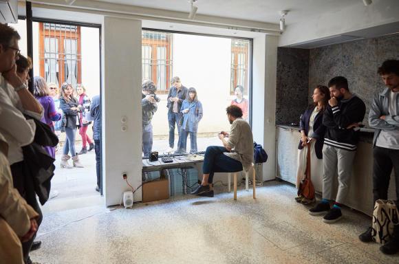 Tarek Atoui performing at StudioGiardini during Venice Biennale 2019