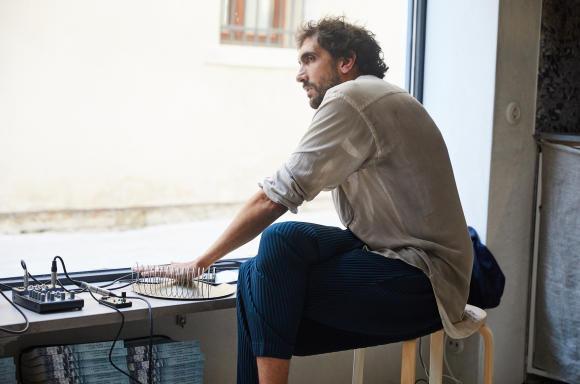 Tarek Atoui performing at StudioGiardini during Venice Biennale 2019