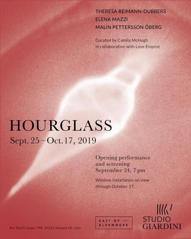 Hourglass, an exhibition of works by Elena Mazzi, Malin Petersson Öberg and Theresa Reimann-Dubbers at Studio Giardini in collaboration with Love Enqvist and East of Elsewhere. Curated by Camilla McHugh.
